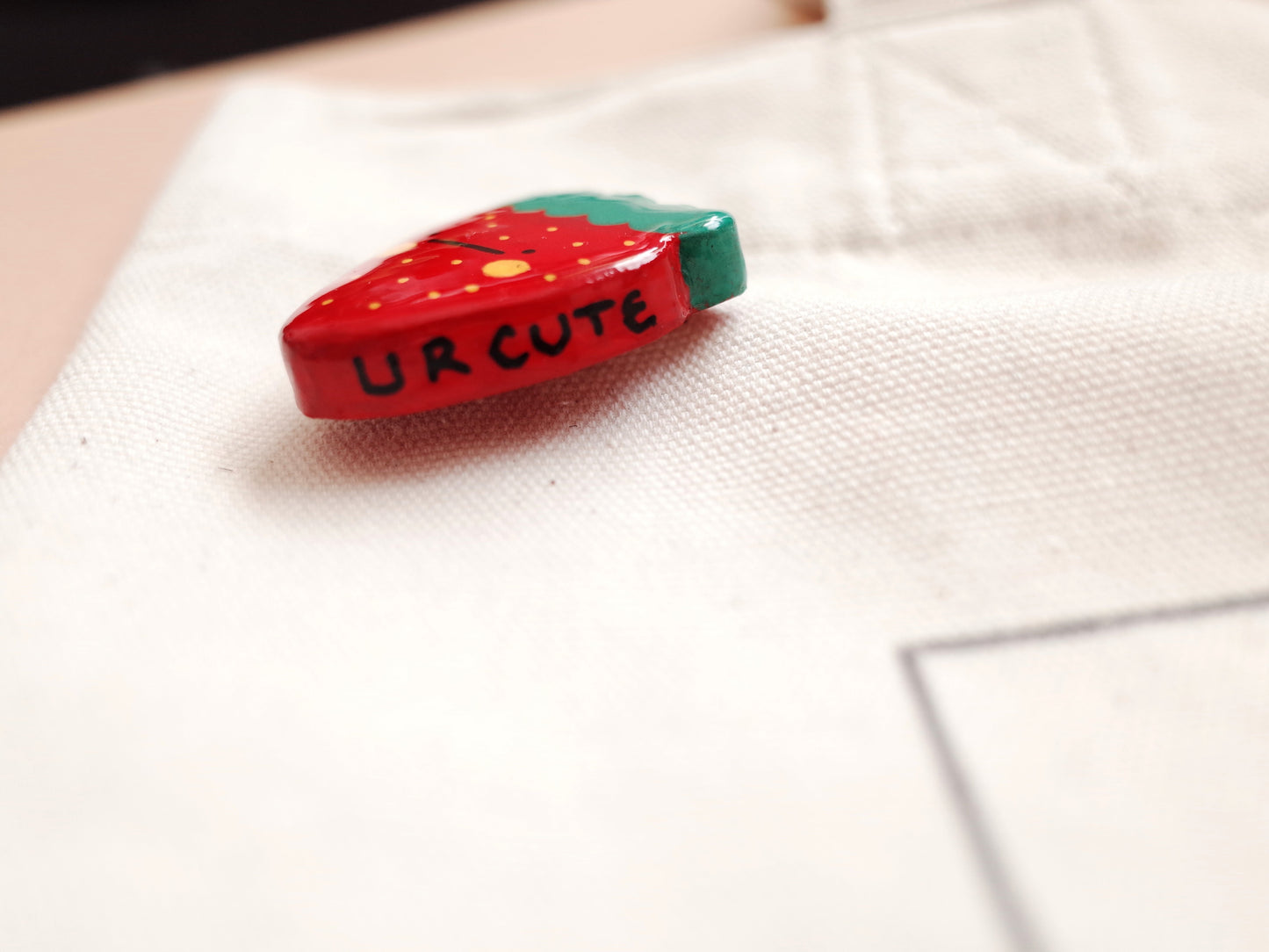 Handmade Strawberry Clay Pin