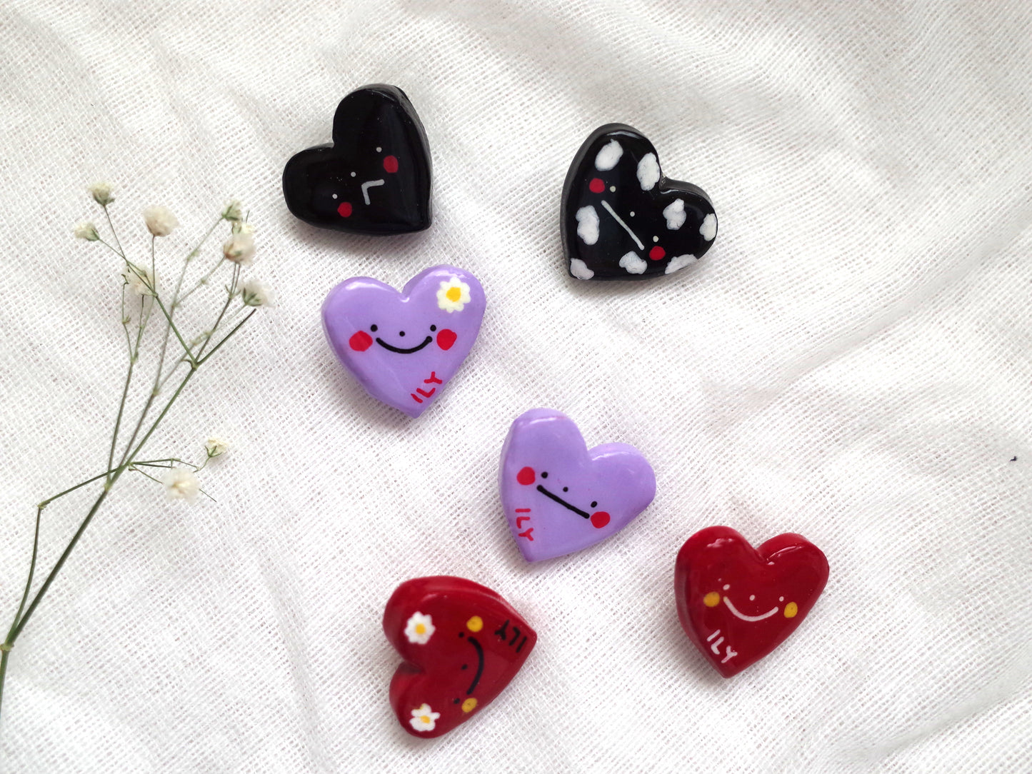 Handmade Heart Clay Pin