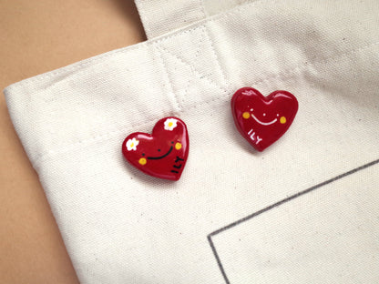 Handmade Heart Clay Pin